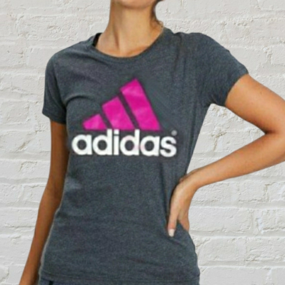 ADIDAS Graphic Tee T-shirt Grey Pink - S